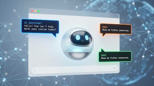 Minimalist 3D AI assistant with textbook chat interface