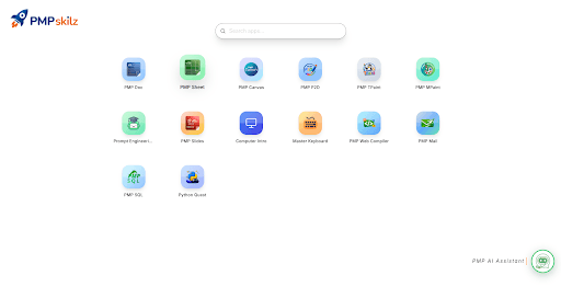 PMP Skilz LMS Web Application launcher interface